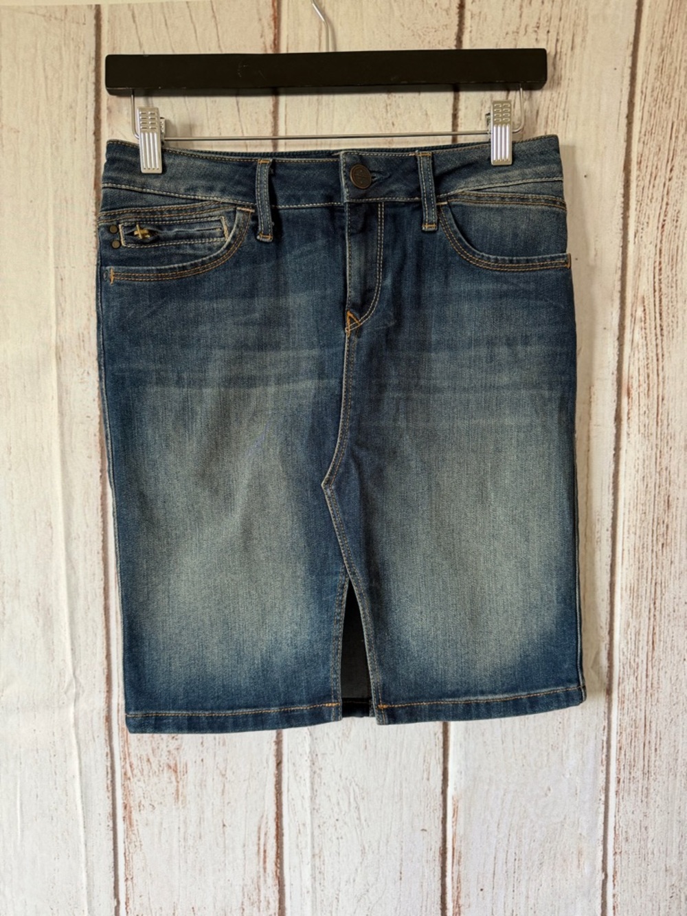 Mavi Jeans Co. Medium Wash Denim Mini Skirt with Front Slit